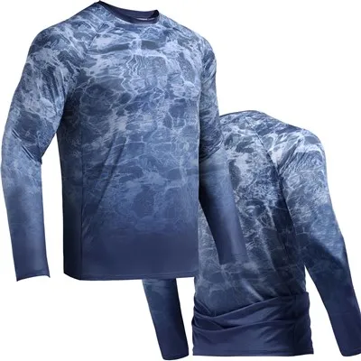 Tricou pentru pescuit, cu croiala lejeră, pentru bărbați, albastru deschis