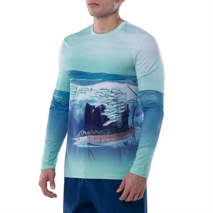 Hot Selling Outdoor Hiking Uv Protection Breathable Cooling Long Sleeve Hooded Fishing Shirt